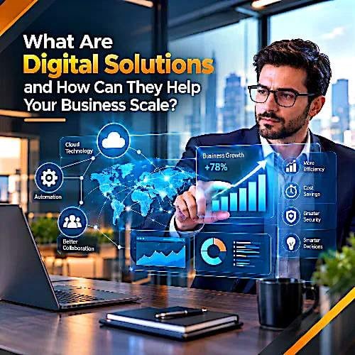 Businessman in suit touching holographic digital business interface Canada